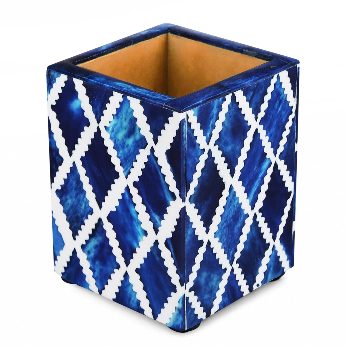 Pen holder moroccan art diamond blue 3x4 Inch