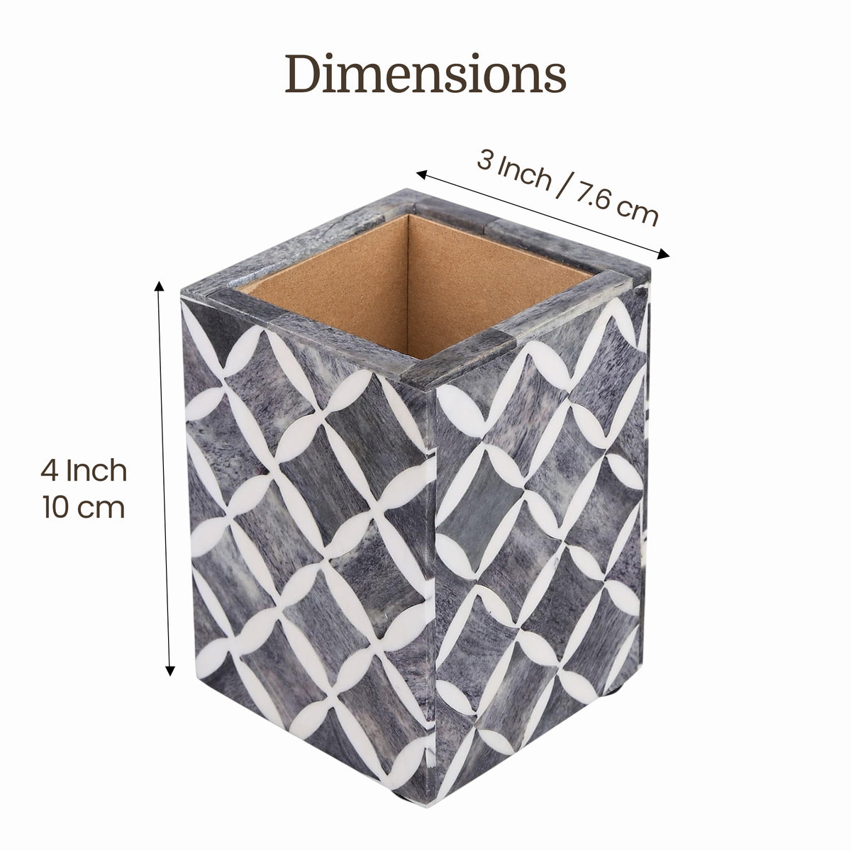 Pen holder star pattern available in grey 3x4 Inch