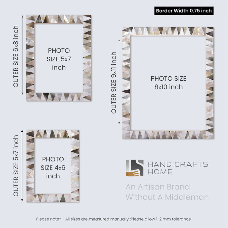 Size Chart for Picture Frame Pearlescent Ivory Collection Mother of Pearl Ivory – 3 Sizes