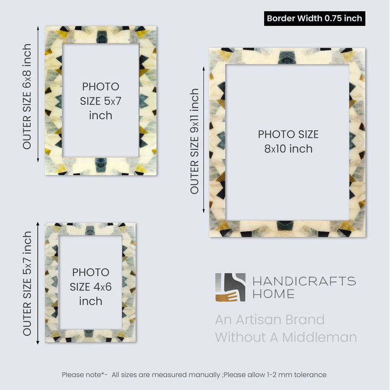 Size Chart for Picture Frame Menton Orange Pattern Collection Brass & Resin Inlay Orange – 3 Sizes