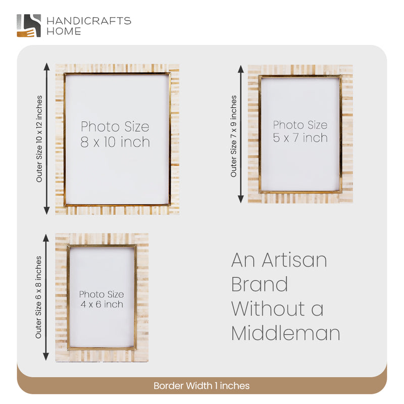 Size Chart for Photo Frame Halo Keys Collection Bone Inlay & Resin Multi-Color – 4x6, 5x7 & 8x10