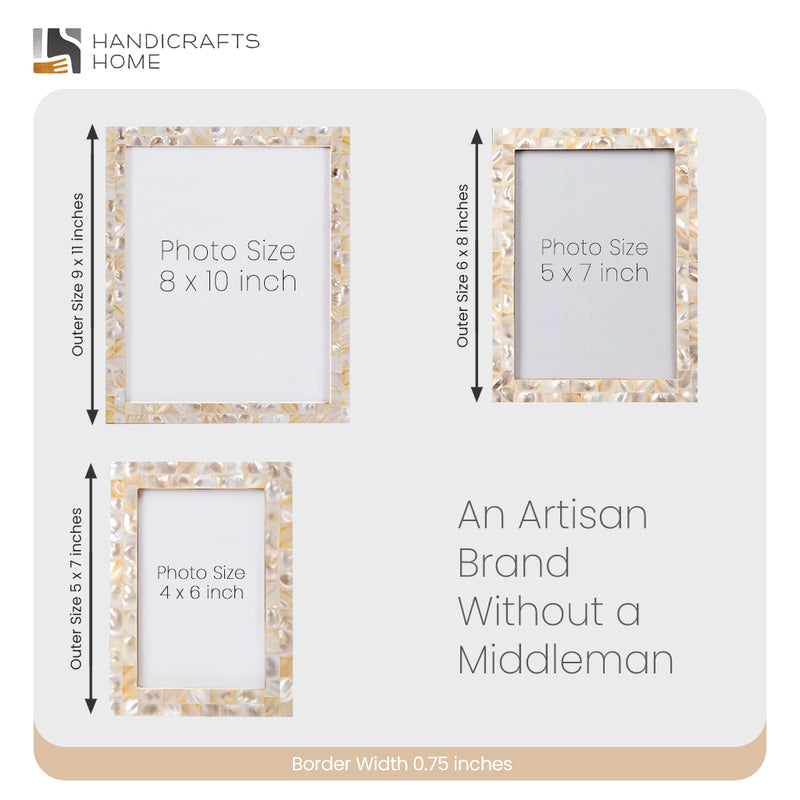 Size Chart for Picture Frame Mother of Pearl Collection Mother of Pearl White Pack of 2- 3 Sizes