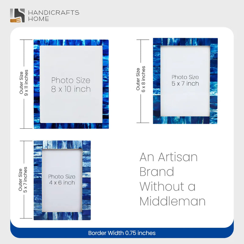 Size Chart for Picture Frame Classic Pattern Collection Resin Inlay Blue Pack of 2 – 3 Sizes
