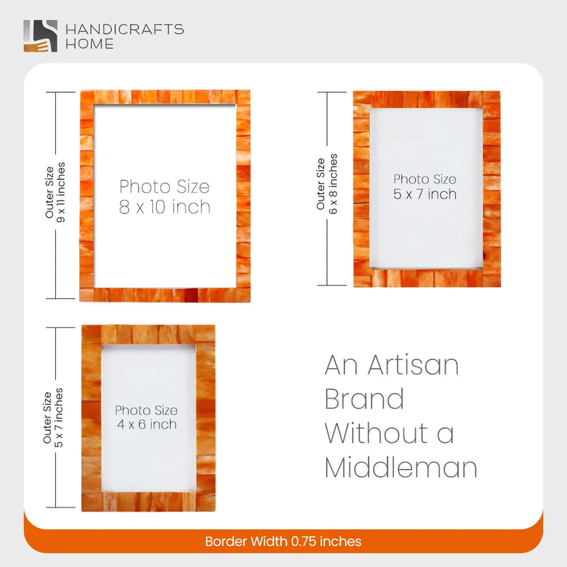Size Chart for Picture Frame Classic Collection Bone Inlay Orange Pack of 2 – 3 Sizes