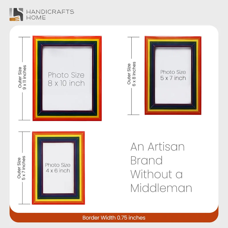 Size Chart for Picture Frame Spectrum Pride Collection Resin Inlay Multi-Color – 4x6, 5x7 & 8x10