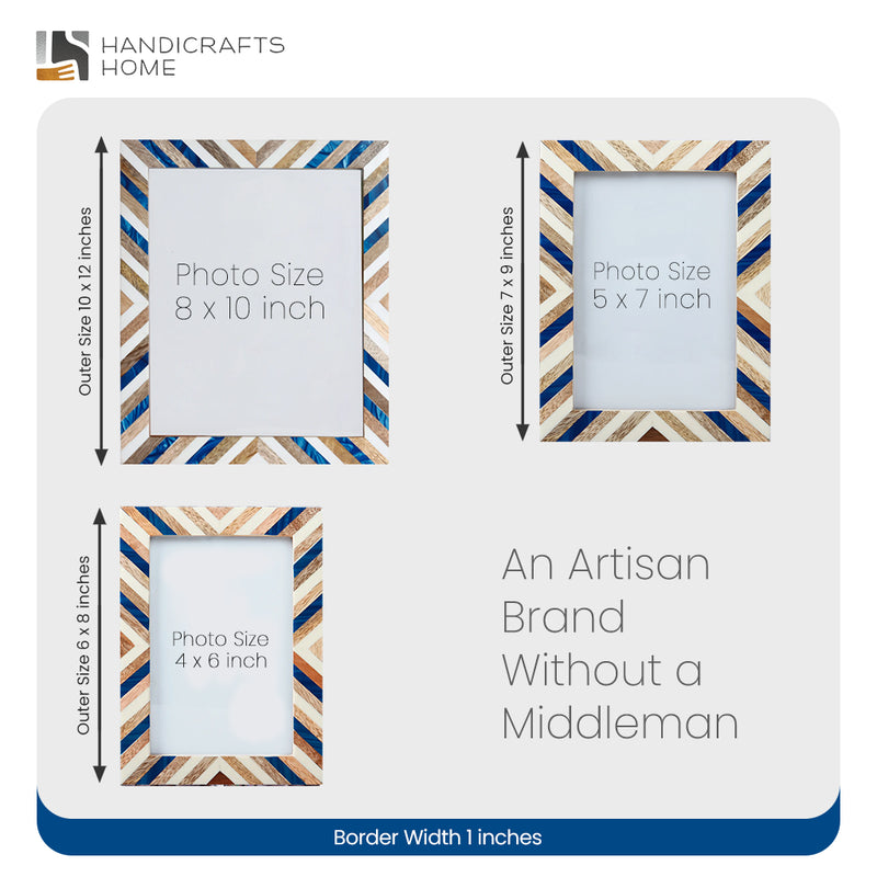Size Chart for Picture Frame Hypno Dream Collection Wood Resin Inlay Multi Color -4x6 5x7 8x10
