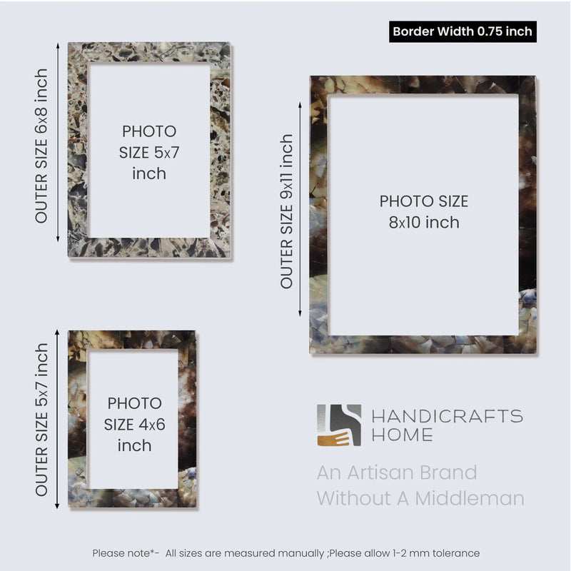 Size Chart for Picture Frame Rare Earth Infinity Collection Resin Inlay Multi – 3 Sizes