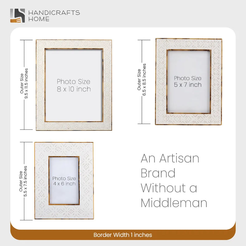 Size Chart for Rhythm Cycles Picture Frame White Resin Inlay 4x6 5x7 8x10
