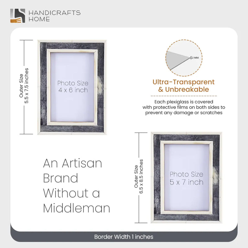 Size Chart for Picture Frames Sea Siren Raidne Collection Bone Inlay Grey White 4x6 5x7