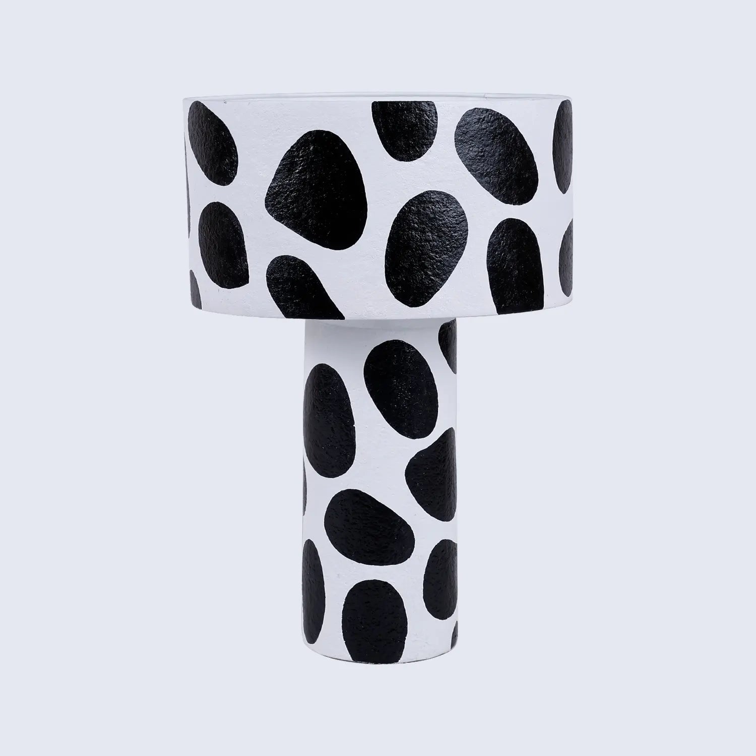 Black & White Abstract Spot Paper Mache Table Lamp
