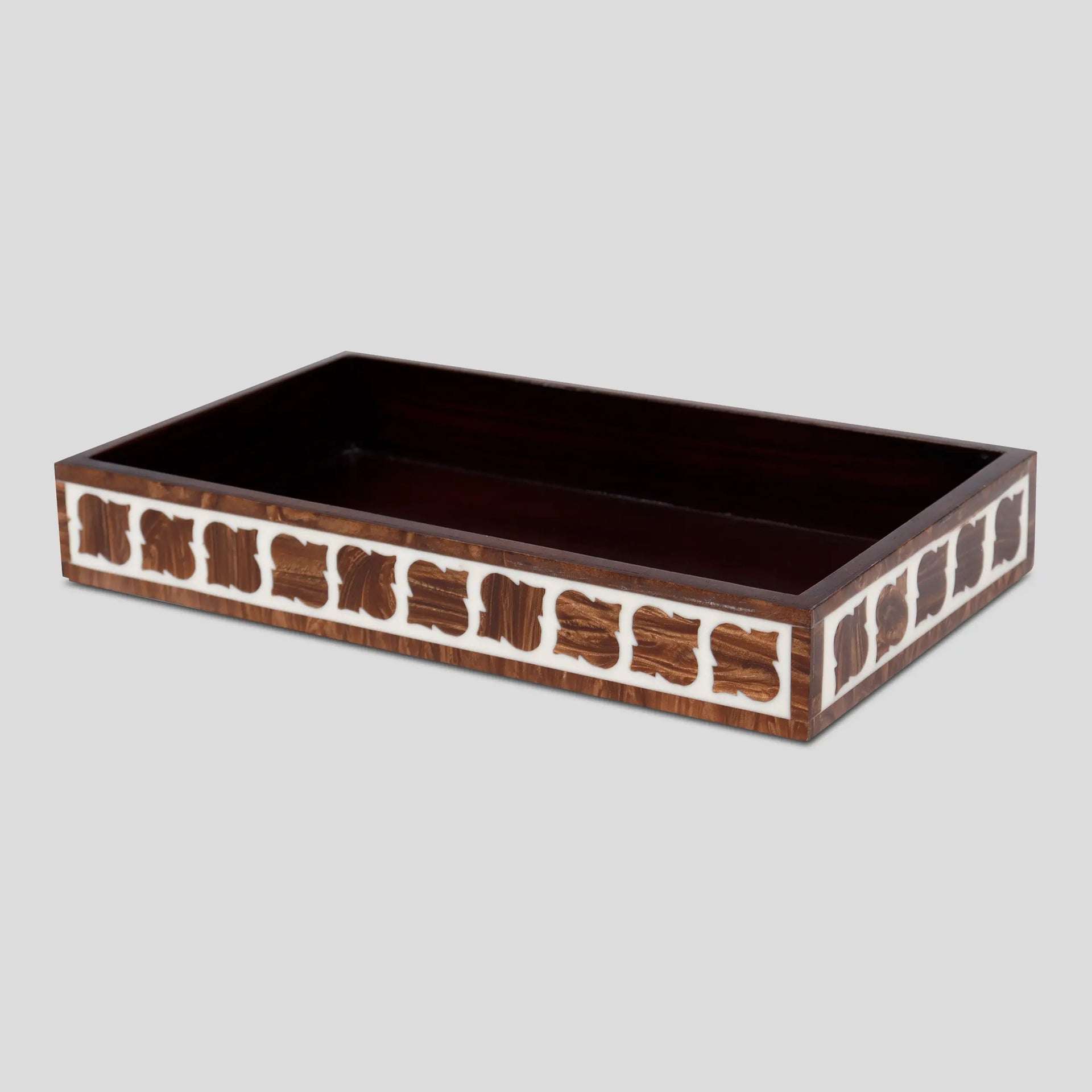 countertop and vanity tray handmade illusion yinyang-pattern 10x6 towel tray brown