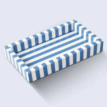 Handmade Blue Ivory Resin Inlay Vanity Tray 10x6 Guest Bathroom Decor