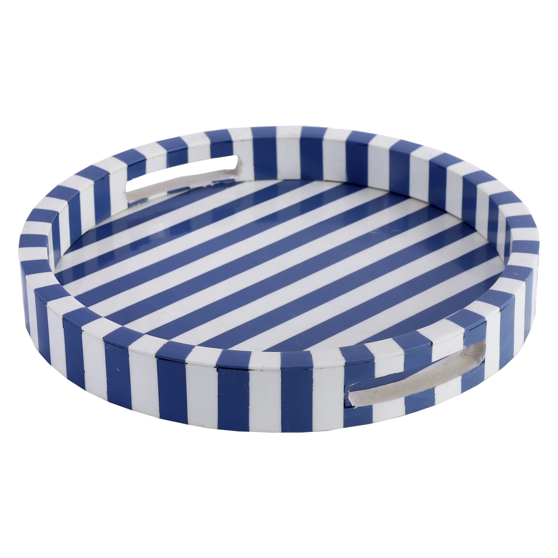 Riviera Ronde Blue White Round 12" Decorative Serving Tray