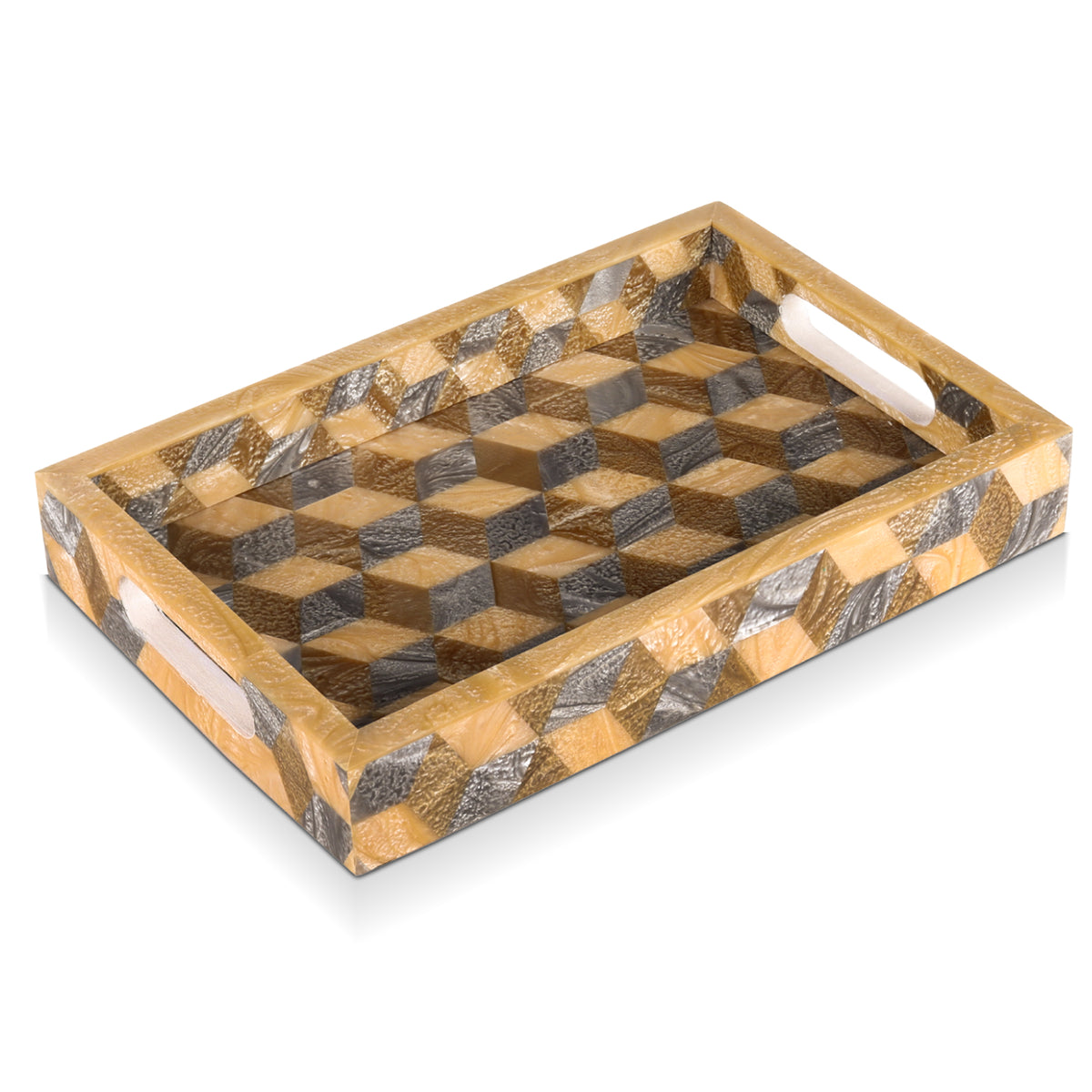 Decorative Tray Modern 3D Pattern Resin Inlay Vanity Organizer – 12" x 8"