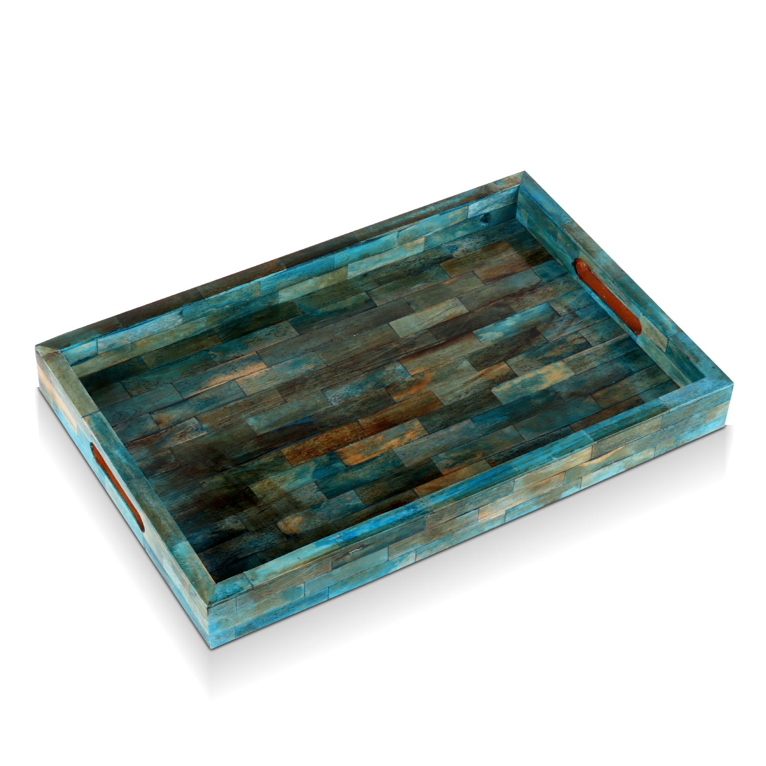 Verdigris Bone Inlay Table Decorative Ottoman Serving Trays