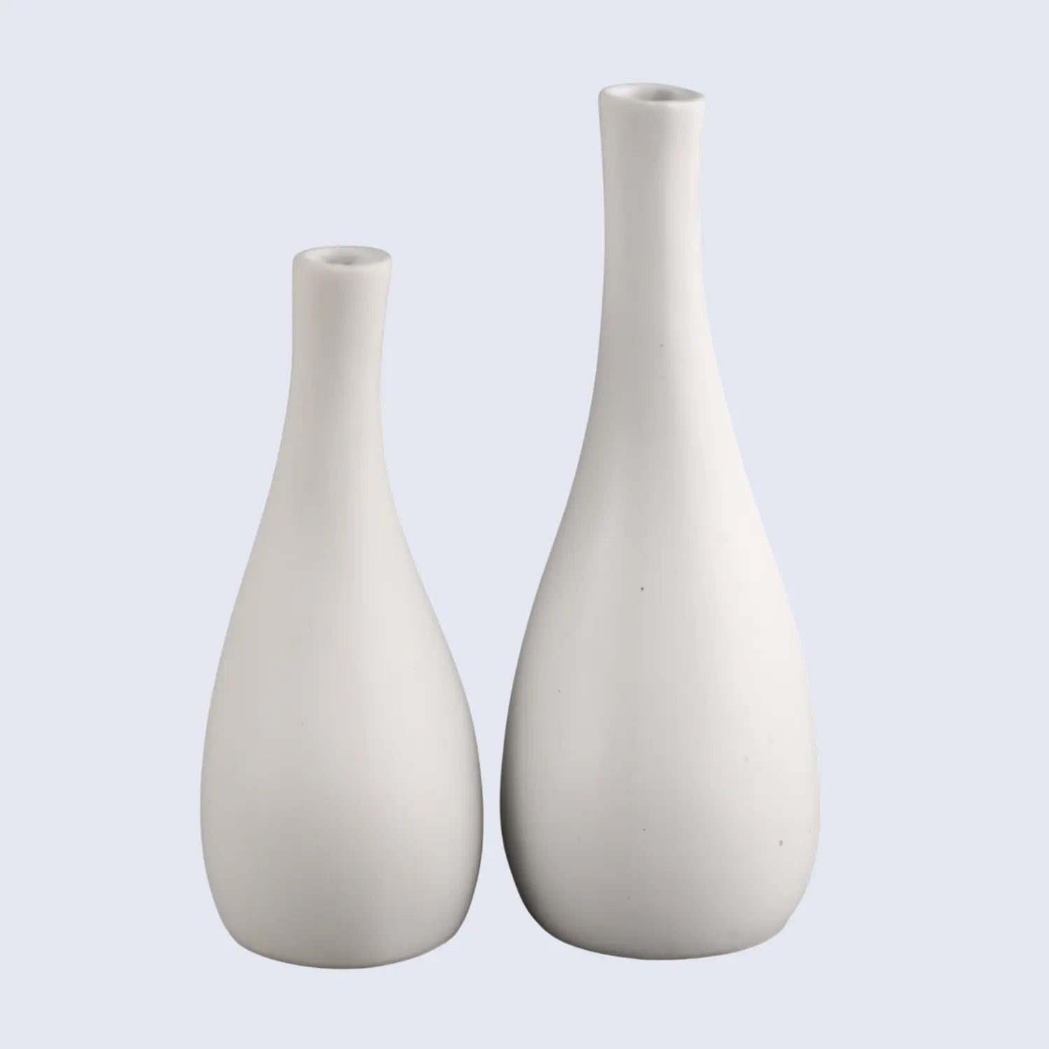 White Ceramic Vase Set of 2, Tear Drop Decorative Vases