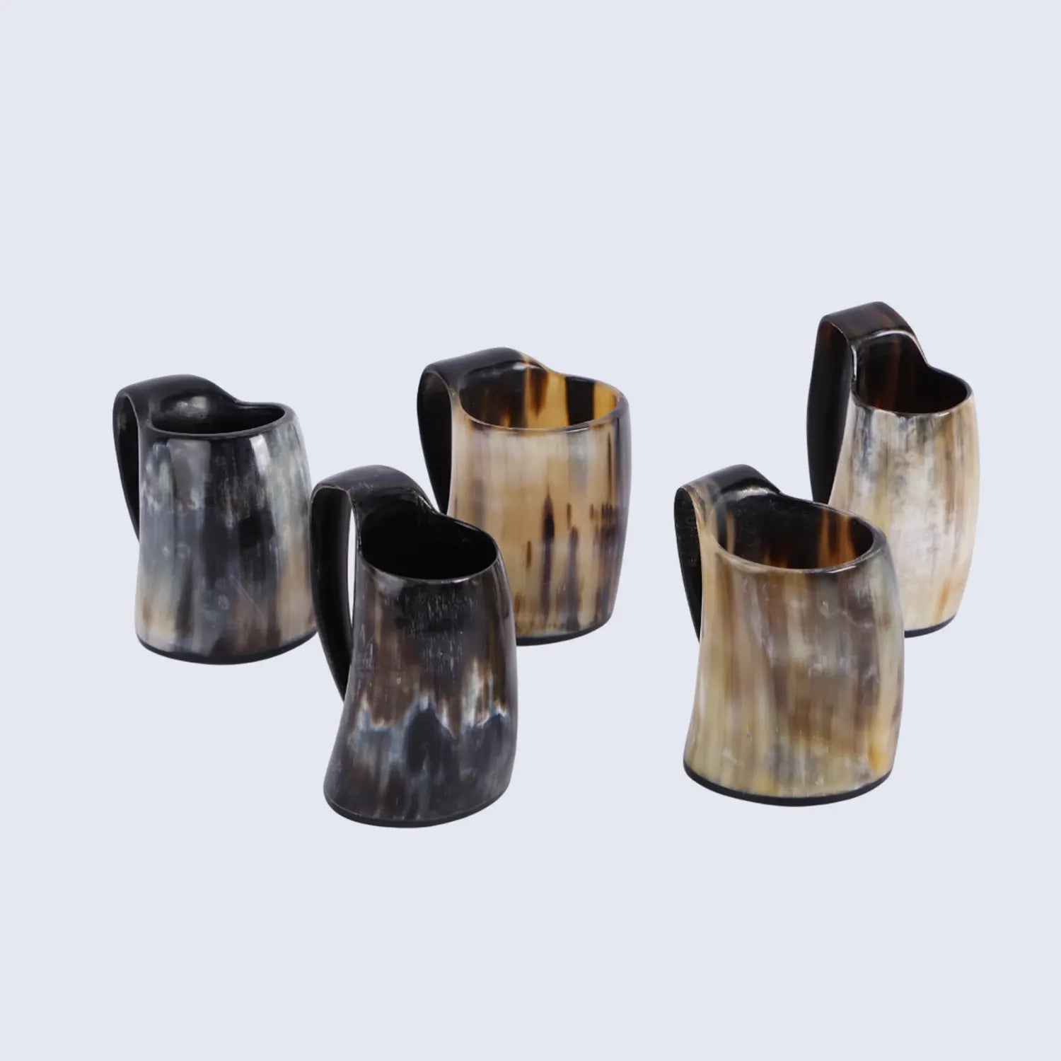Buffalo Horn Whiskey Shot Glasses Mug Set of 5, Holds 4–5 oz