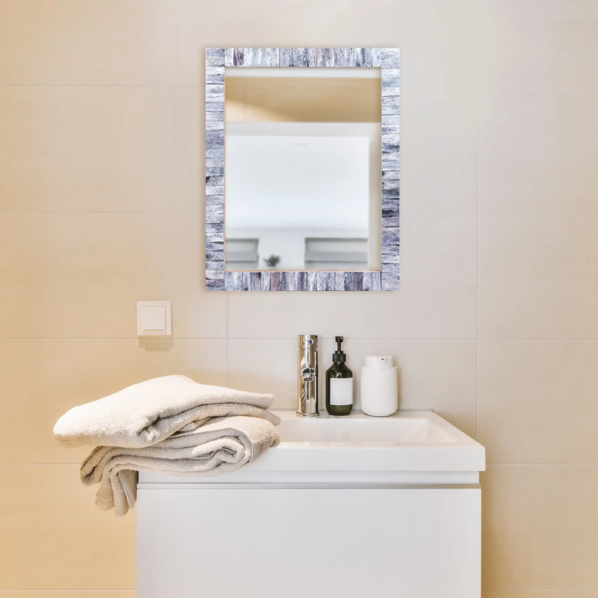 Make To Order Classic Grey Mirror Bone Inlay Collection in 4 Sizes