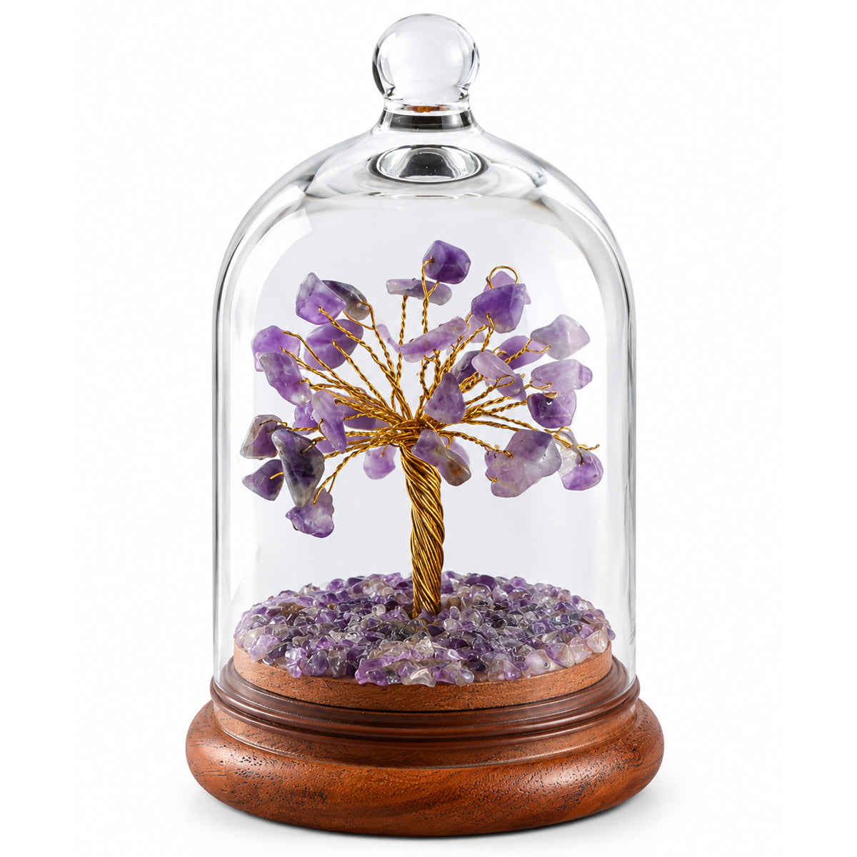 healing crystal tree amethyst with dome purple