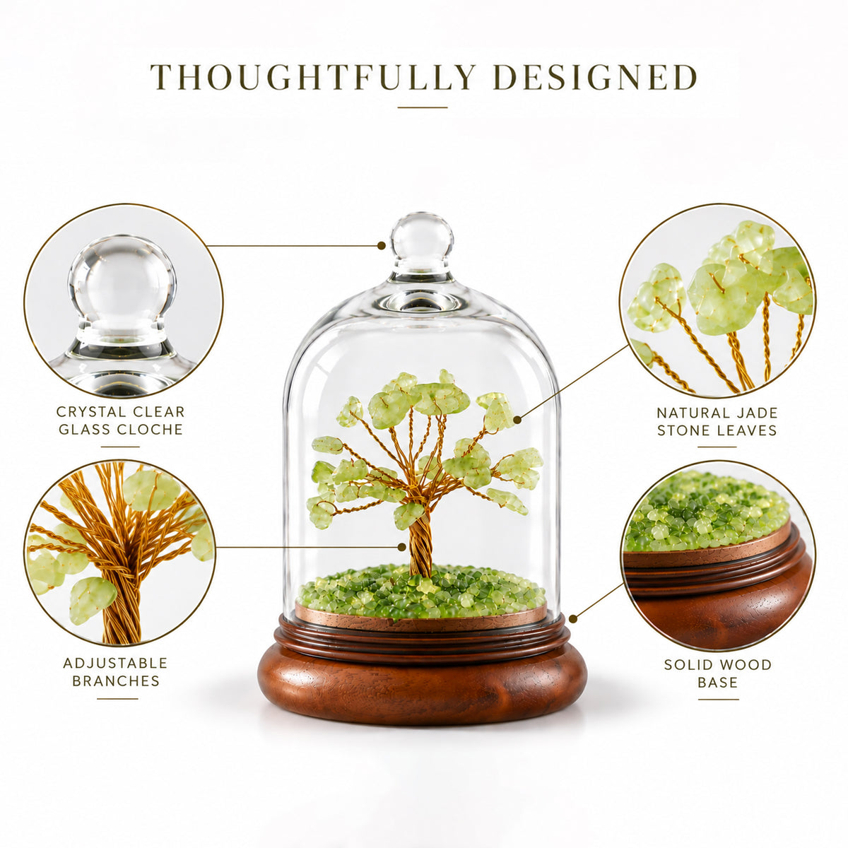 healing crystal tree jade aventurine with dome