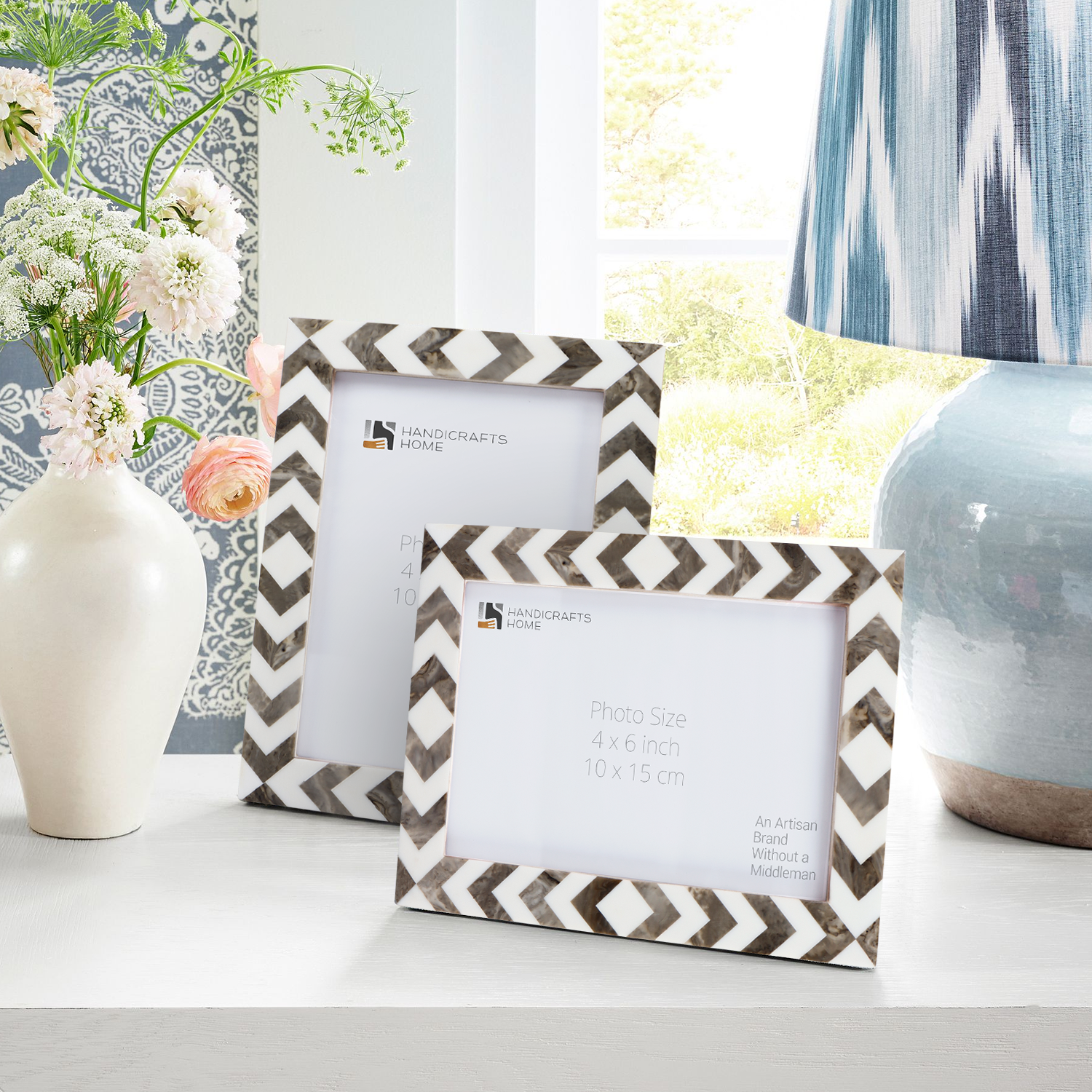Picture Frame Lisbon Cortica Collection Resin Inlay Brown & White – 3 sizes(Pack of 2)