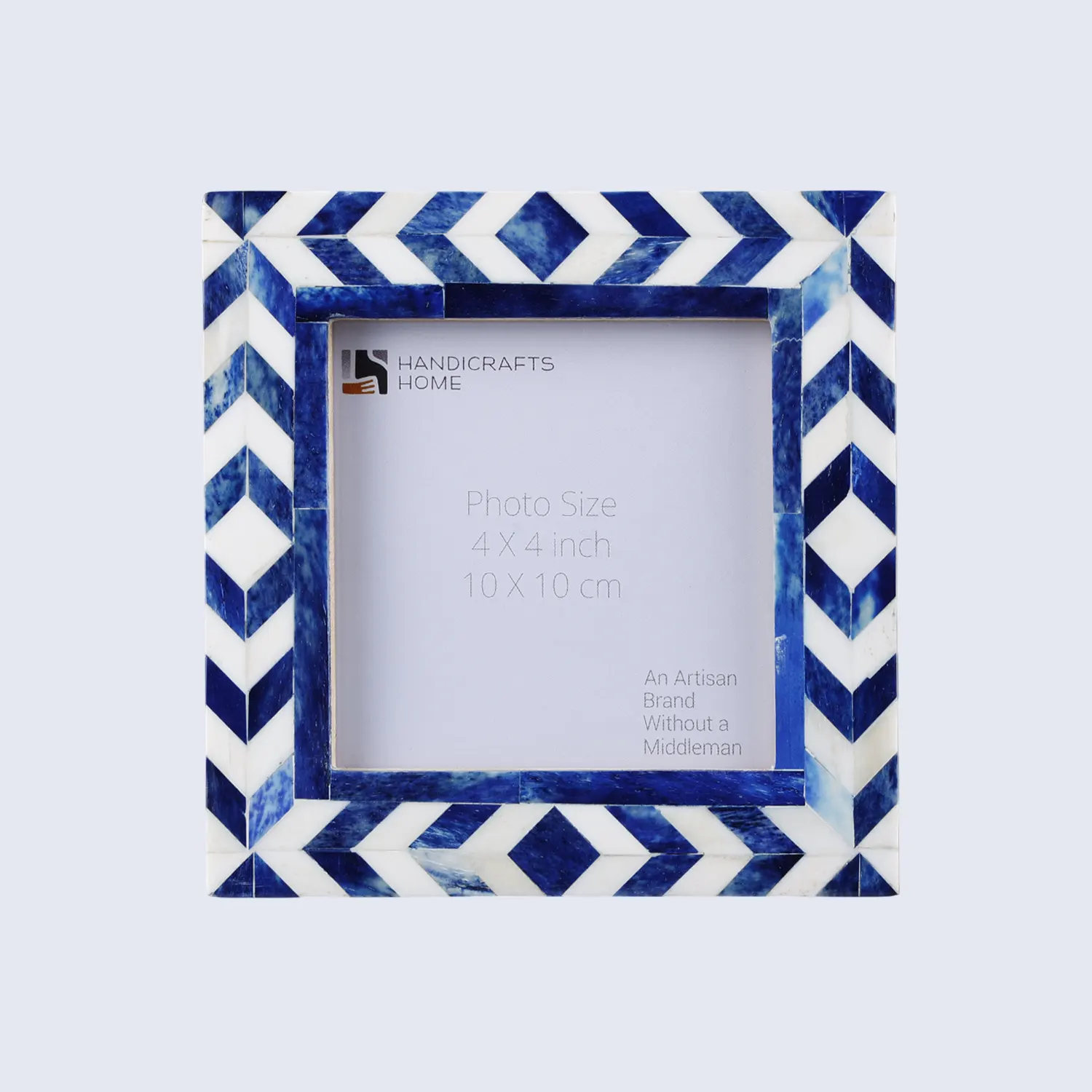 Square Baby Picture Frames Taj Pattern Collection bone Inlay - Blue, 4" x 4"